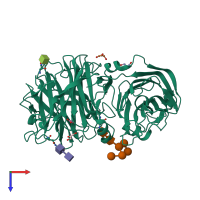 PDB entry 2ac1 coloured by chain, top view.