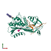PDB entry 2ach coloured by chain, front view.