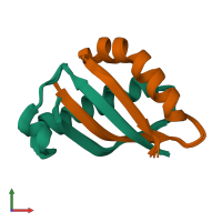 PDB entry 2acm coloured by chain, ensemble of 15 models, front view.