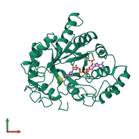 PDB entry 2acq coloured by chain, front view.