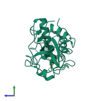 PDB entry 2act coloured by chain, side view.