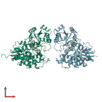 PDB entry 2acw coloured by chain, front view.