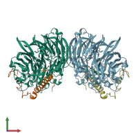PDB entry 2ad7 coloured by chain, front view.