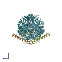 PDB entry 2ad7 coloured by chain, side view.