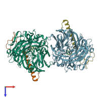 PDB entry 2ad7 coloured by chain, top view.