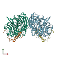 PDB entry 2ad8 coloured by chain, front view.