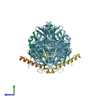 PDB entry 2ad8 coloured by chain, side view.