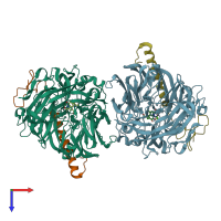 PDB entry 2ad8 coloured by chain, top view.