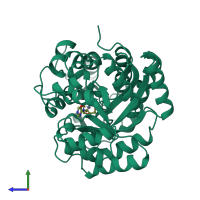 PDB entry 2ada coloured by chain, side view.