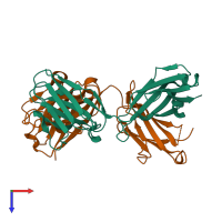 PDB entry 2adg coloured by chain, top view.