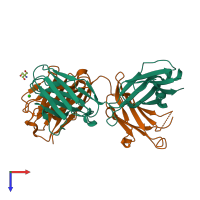 PDB entry 2adi coloured by chain, top view.