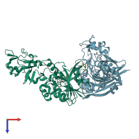 PDB entry 2adm coloured by chain, top view.