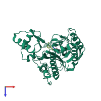 PDB entry 2adu coloured by chain, top view.