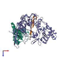 PDB entry 2adv coloured by chain, top view.