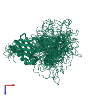 PDB entry 2adz coloured by chain, ensemble of 20 models, top view.