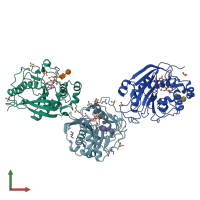 PDB entry 2ae7 coloured by chain, front view.