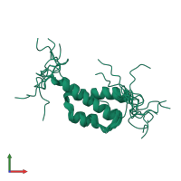 PDB entry 2ae9 coloured by chain, ensemble of 10 models, front view.