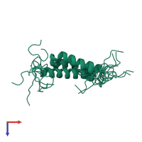 PDB entry 2ae9 coloured by chain, ensemble of 10 models, top view.