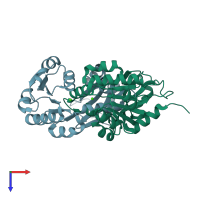 PDB entry 2aef coloured by chain, top view.