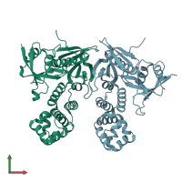 PDB entry 2aeh coloured by chain, front view.