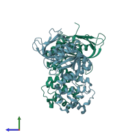 PDB entry 2aeh coloured by chain, side view.