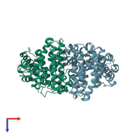 PDB entry 2ael coloured by chain, top view.
