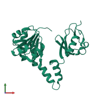 PDB entry 2aem coloured by chain, front view.