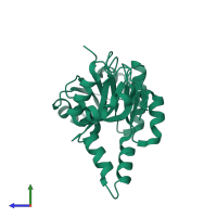 PDB entry 2aem coloured by chain, side view.