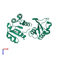 PDB entry 2aem coloured by chain, top view.