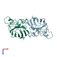 PDB entry 2aeo coloured by chain, top view.