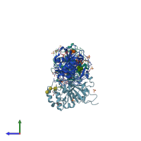 PDB entry 2aes coloured by chain, side view.