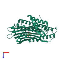 PDB entry 2aex coloured by chain, top view.