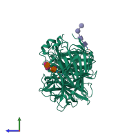 PDB entry 2aez coloured by chain, side view.