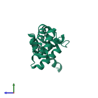 PDB entry 2af0 coloured by chain, side view.