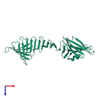PDB entry 2af5 coloured by chain, top view.
