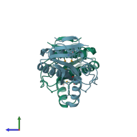 PDB entry 2afc coloured by chain, side view.