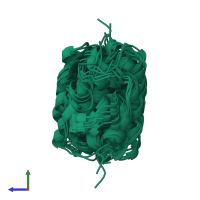 PDB entry 2afd coloured by chain, ensemble of 20 models, side view.