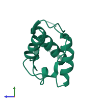 PDB entry 2afe coloured by chain, side view.