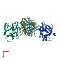 PDB entry 2afg coloured by chain, top view.