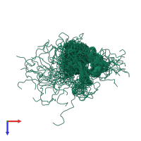 PDB entry 2afj coloured by chain, ensemble of 20 models, top view.