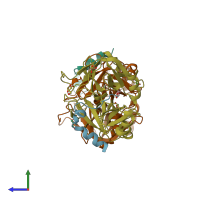 PDB entry 2afq coloured by chain, side view.
