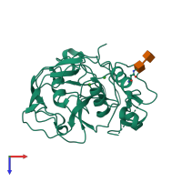 PDB entry 2aft coloured by chain, top view.