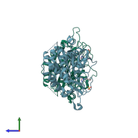 PDB entry 2afx coloured by chain, side view.