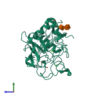 PDB entry 2afy coloured by chain, side view.