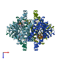 PDB entry 2ag5 coloured by chain, top view.