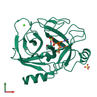 PDB entry 2agi coloured by chain, front view.