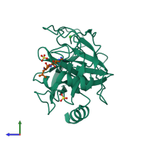 PDB entry 2agi coloured by chain, side view.