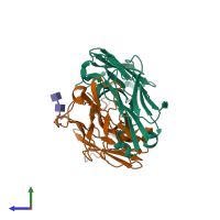 PDB entry 2agj coloured by chain, side view.
