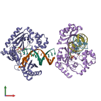 PDB entry 2agp coloured by chain, front view.