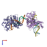 PDB entry 2agp coloured by chain, top view.